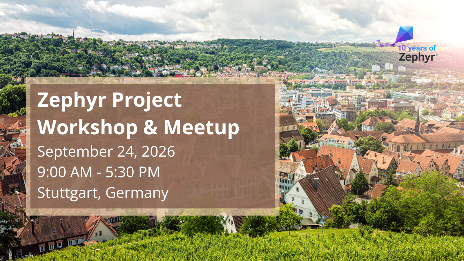 Zephyr Project Workshop & Meetup September 24, 2026 - Stuttgart, Germany