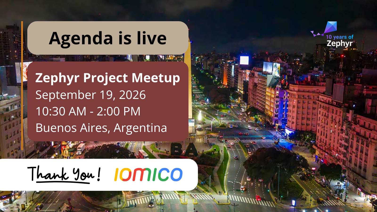 Agenda is live - Zephyr Project Meetup (September 19, 2026) – Buenos Aires, Argentina