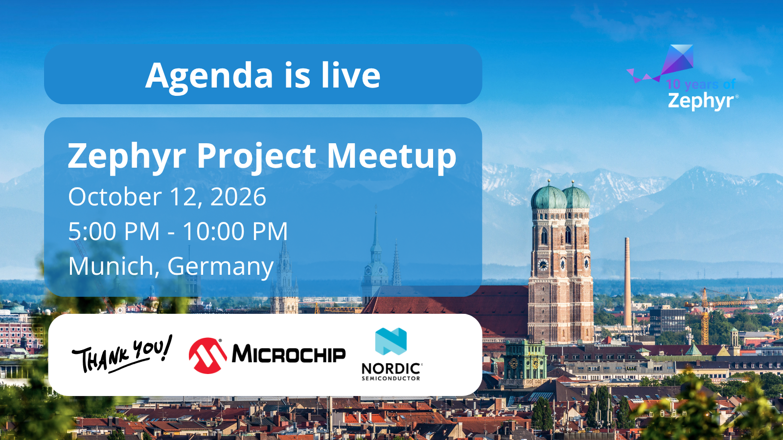 Agenda is now live - Zephyr Project Meetup - October 12, 2026 - Munich, Germany
